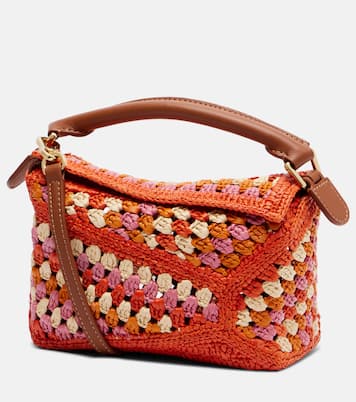Paula's Ibiza Puzzle Mini raffia top-handle bag | Loewe