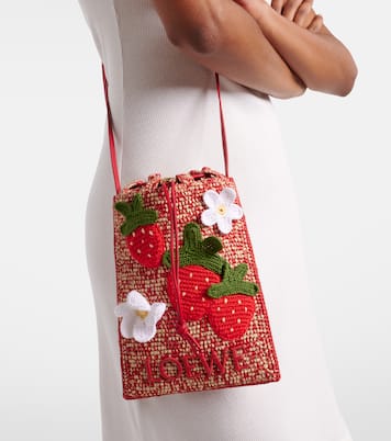 Paula's Ibiza raffia pouch with strap | Loewe