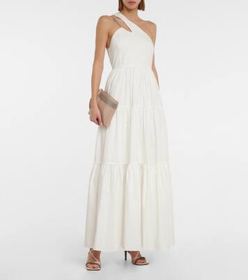 One-Shoulder-Maxikleid aus Baumwolle | Brunello Cucinelli