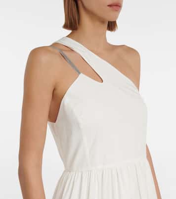 One-Shoulder-Maxikleid aus Baumwolle | Brunello Cucinelli