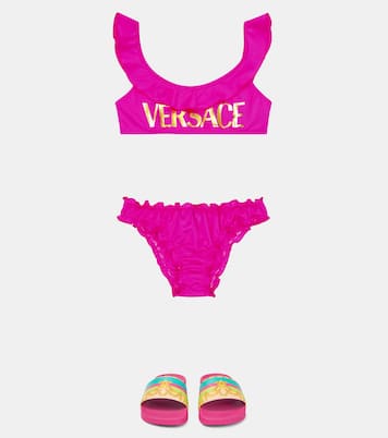Logo ruffle-trimmed bikini | Versace Kids