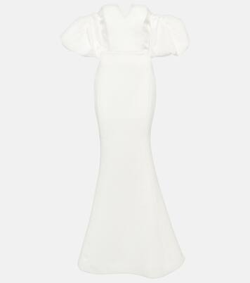 Robe de mariée Genevieve à encolure bardot en crêpe | Rebecca Vallance