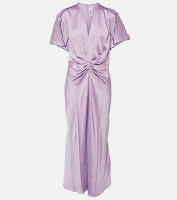 Gathered satin midi dress | Victoria Beckham