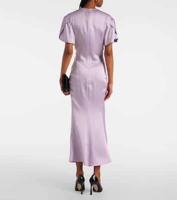 Gathered satin midi dress | Victoria Beckham