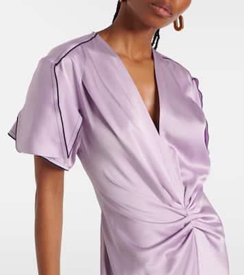 Gathered satin midi dress | Victoria Beckham