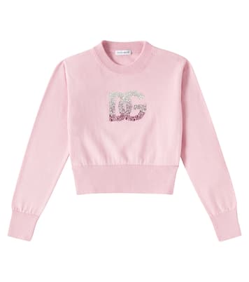 Logo embellished cotton sweater | Dolce&Gabbana Kids
