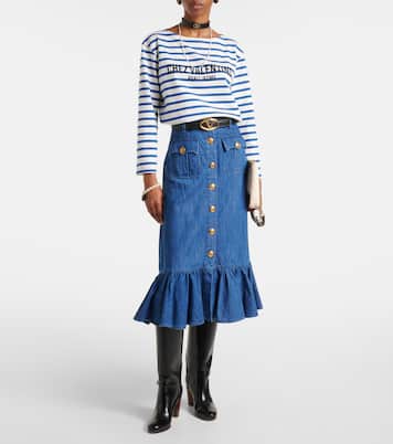 Falda midi de denim | Valentino