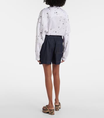 Pleated high-rise denim shorts | Dries Van Noten