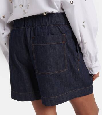 Pleated high-rise denim shorts | Dries Van Noten