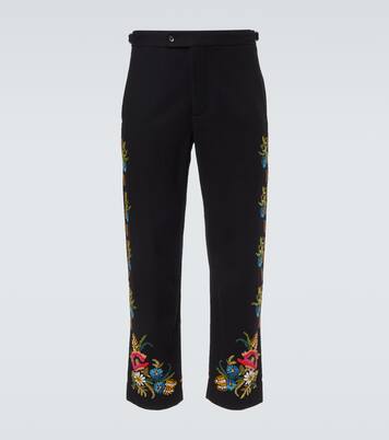 Pantalon droit Beaded Aquitaine en laine | Bode