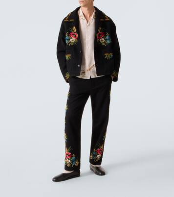 Pantalon droit Beaded Aquitaine en laine | Bode
