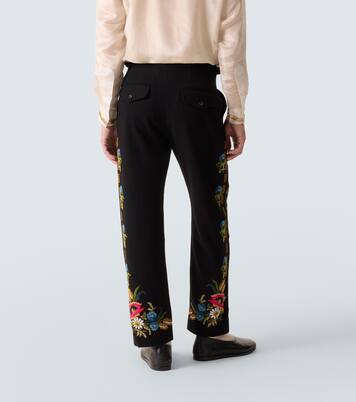 Pantalon droit Beaded Aquitaine en laine | Bode