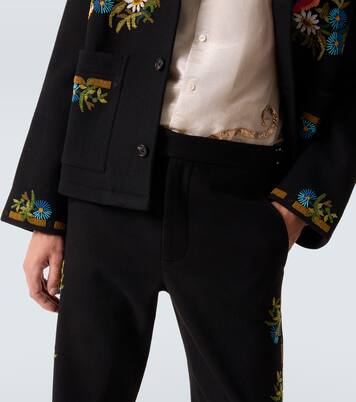 Pantalon droit Beaded Aquitaine en laine | Bode