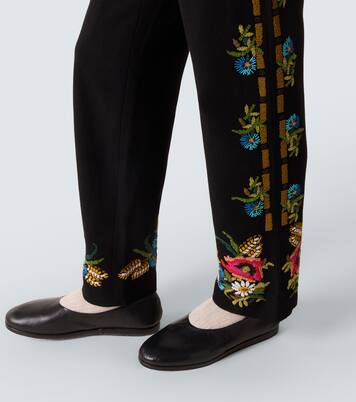 Pantalon droit Beaded Aquitaine en laine | Bode