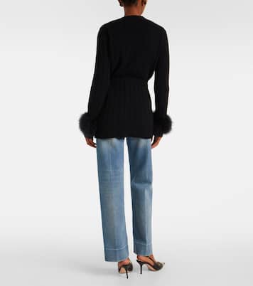 Feather-trimmed virgin wool cardigan | Valentino
