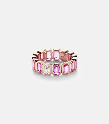 18kt rose gold ring with pink sapphires and diamond | Shay Jewelry