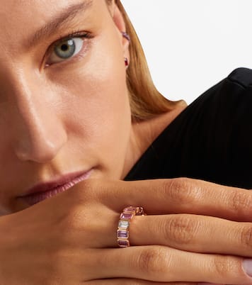 18kt rose gold ring with pink sapphires and diamond | Shay Jewelry