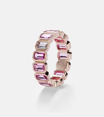 18kt rose gold ring with pink sapphires and diamond | Shay Jewelry