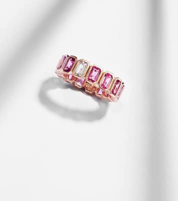 18kt rose gold ring with pink sapphires and diamond | Shay Jewelry