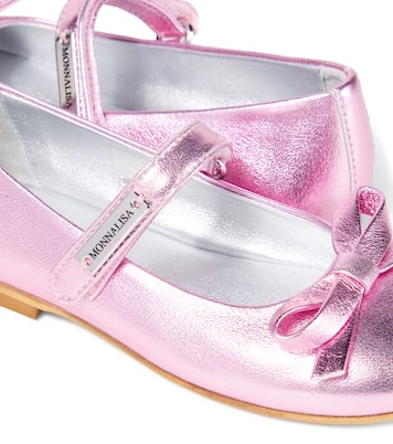 Ballerinas aus Metallic-Leder | Monnalisa