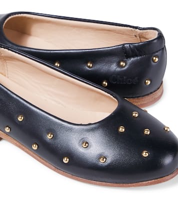 Embellished leather ballet flats | Chloé Kids