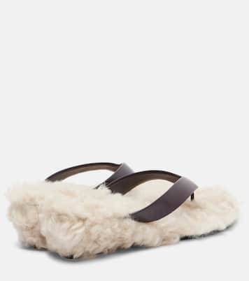 Sandalen aus Leder mit Shearling | Le Monde Béryl