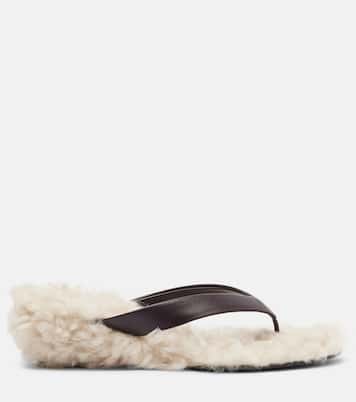 Sandalen aus Leder mit Shearling | Le Monde Béryl