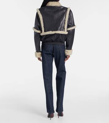 Shearling-trimmed leather bomber jacket  | Magda Butrym