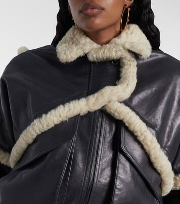 Shearling-trimmed leather bomber jacket  | Magda Butrym
