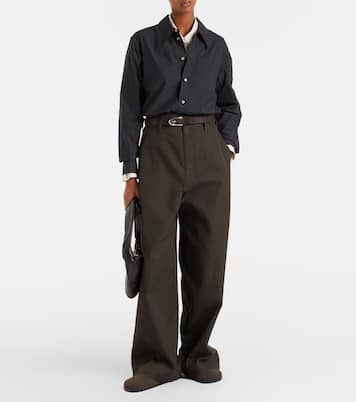 High-rise cotton twill wide-leg pants | Lemaire