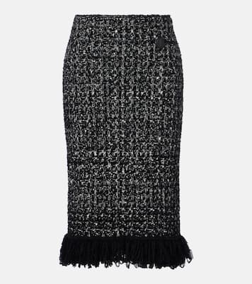 Fringed wool-blend pencil skirt | Moncler