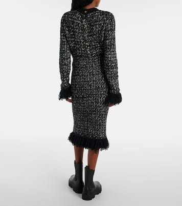 Fringed wool-blend pencil skirt | Moncler