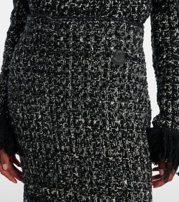 Fringed wool-blend pencil skirt | Moncler