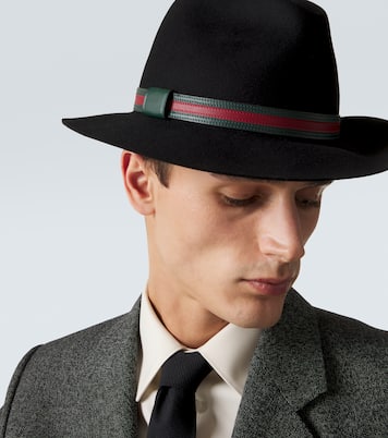 Chapeau panama Web Stripe en laine | Gucci