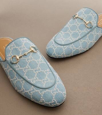 Mules Princetown Horsebit in denim GG   | Gucci