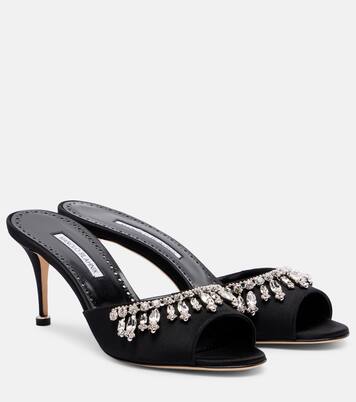 Tulimu 70 embellished satin mules | Manolo Blahnik