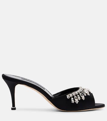 Tulimu 70 embellished satin mules | Manolo Blahnik