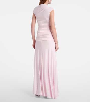 Ruched asymmetric jersey maxi dress | Self-Portrait