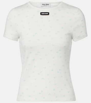 Floral cotton jersey T-shirt | Miu Miu