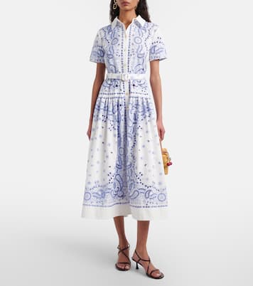 Embroidered paisley cotton midi dress | Self-Portrait