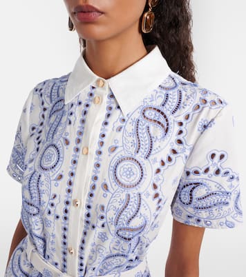 Embroidered paisley cotton midi dress | Self-Portrait