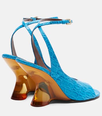 Croc-effect leather wedge sandals | Dries Van Noten