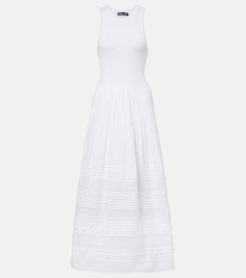 Vestido largo en mezcla de algodón con encaje | Polo Ralph Lauren