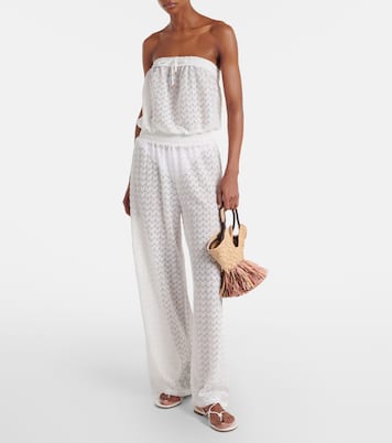 Viv sheer pointelle cotton-blend jumpsuit | Melissa Odabash