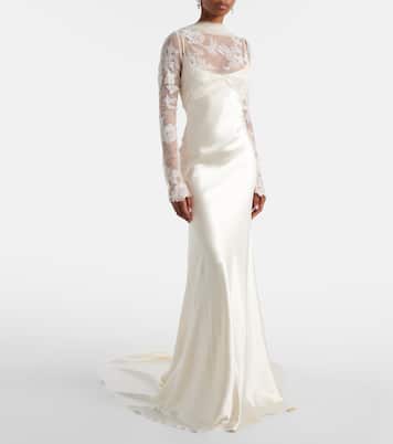 Bridal Esme lace-trimmed silk and wool gown | Danielle Frankel