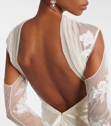 Bridal Esme lace-trimmed silk and wool gown | Danielle Frankel