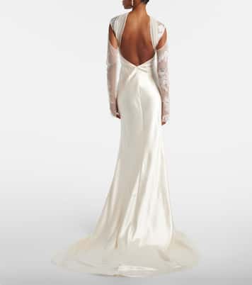 Bridal Esme lace-trimmed silk and wool gown | Danielle Frankel