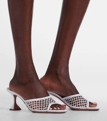 Lupita leather-trimmed mesh mules | Amina Muaddi