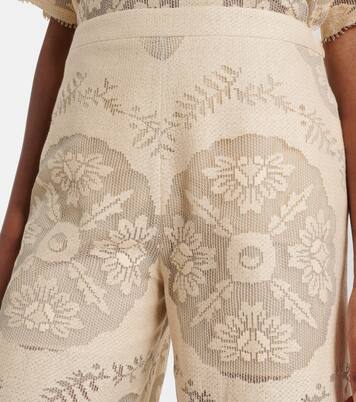 Embroidered cotton-blend wide-leg pants | Valentino
