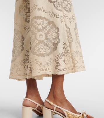 Embroidered cotton-blend wide-leg pants | Valentino